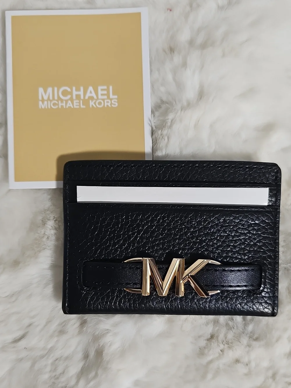 NEW! Michael Kors Black Leather Reed Card Holder